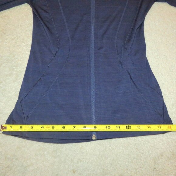 Athleta Sz XXS Heathered Blue Full Zip Mockneck Performance Jacket Thumbholes - Picture 9 of 16